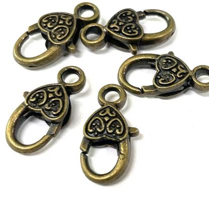 Lobster Claw Clasps,  Heart, 100pcs (JZ-1128)
