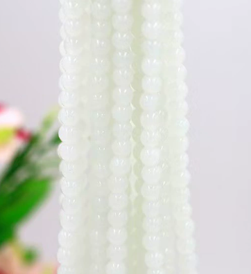 Imitation Jade Beads, Glass Beads , Round Glass Beads, 8 strands