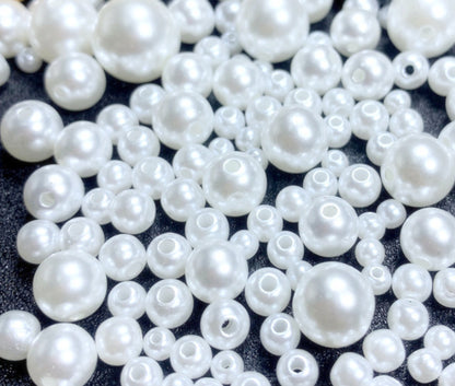 ABS Round Pearls, with holes, 3-30mm, 500 grams