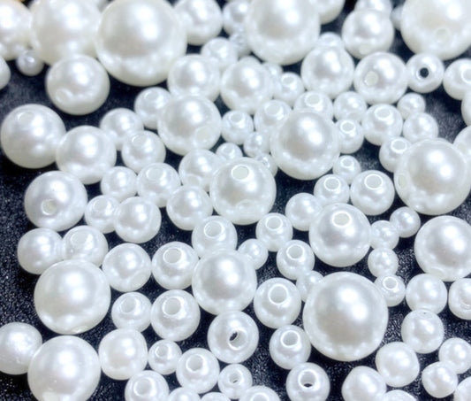 ABS Round Pearls, with holes, 3-30mm, 500 grams