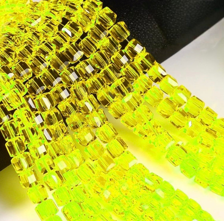 Square Glass Beads, Cube Beads,40pcs